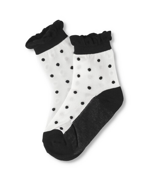 BRANSHES（ブランシェス）の「シースルードット柄ソックス（ソックス/靴下・キッズ・イエロー/ブラック・9cm～21cm）」の2枚目の写真