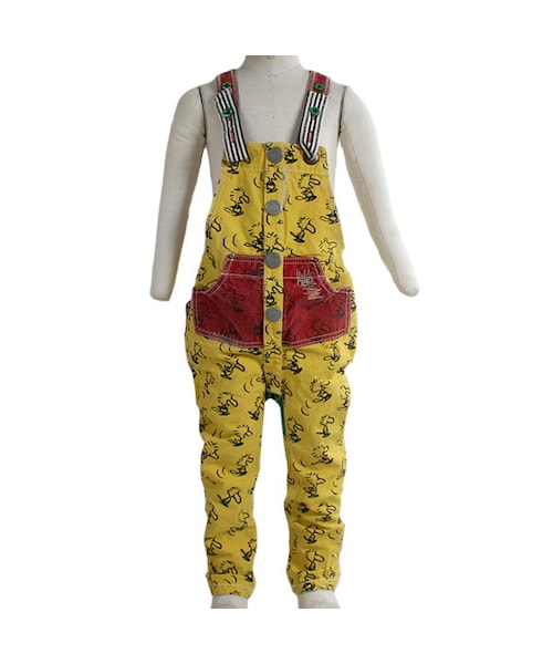 One deux boo（ワンドゥーブー）の「キッズサイズサロペット（WOOD STOCK柄）（パンツ・キッズ・イエロー・80cm/90cm/100cm/110cm/120cm/130cm）」の2枚目の写真