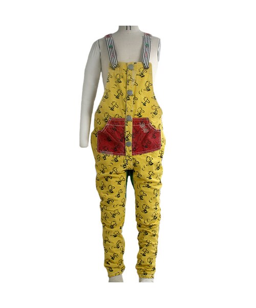 One deux boo（ワンドゥーブー）の「ジュニアサイズサロペット（WOOD STOCK柄）（パンツ・キッズ・イエロー・140cm/150cm）」の2枚目の写真