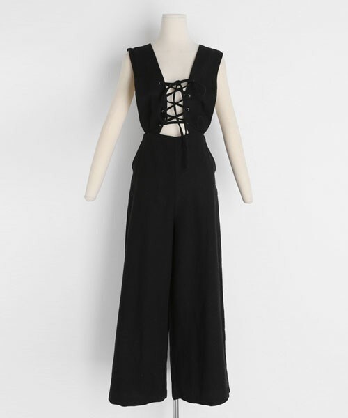 DHOLIC（ディーホリック）の「レースアップオールインワン（つなぎ/オールインワン・レディース・グリーン/ベージュ/ブラック・FREE）」の2枚目の写真