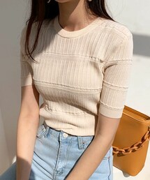 DHOLIC | リブ半袖ニット(ニット/セーター)