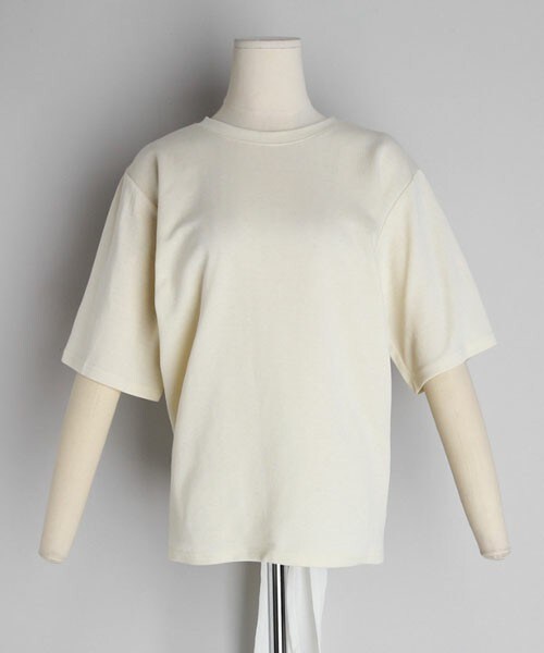 DHOLIC（ディーホリック）の「バックスリット配色Tシャツ（Tシャツ/カットソー・レディース・ホワイト/ベージュ/グレー・FREE）」の3枚目の写真