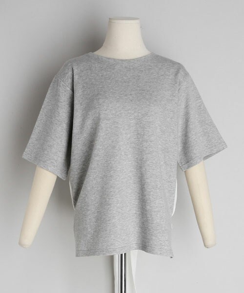 DHOLIC（ディーホリック）の「バックスリット配色Tシャツ（Tシャツ/カットソー・レディース・ホワイト/ベージュ/グレー・FREE）」の2枚目の写真