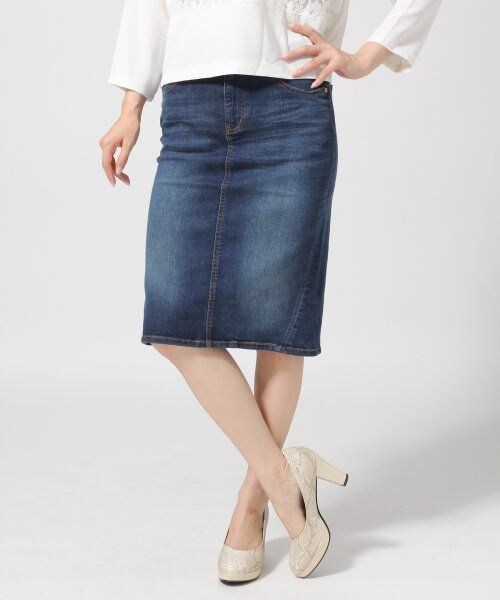 GLOBAL WORK（グローバルワーク）の「デニム５Ｐスカート１４ＦＷ（スカート・レディース・ホワイト05/ブルー85/ネイビー89・Ｓ/Ｍ/Ｌ）」の2枚目の写真