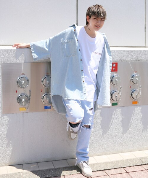 BOYSHE（ボーイシー）の「ハイウエストストレートデニムパンツ　ダメージ加工（デニムパンツ・レディース・その他）」の5枚目の写真