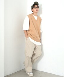 BOYSHE | コットンストレッチワイドパンツ(チノパンツ)