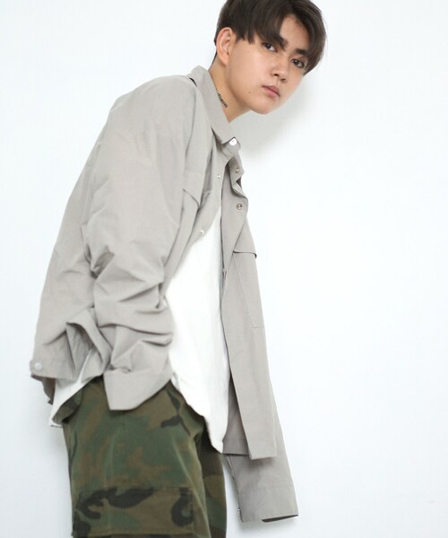 BOYSHE(ボーイシー)の「NCスナップシャツ ワークシャツジャケット ルーズシルエット グレー(ブルゾン・レディース・その他)」の7枚目の写真