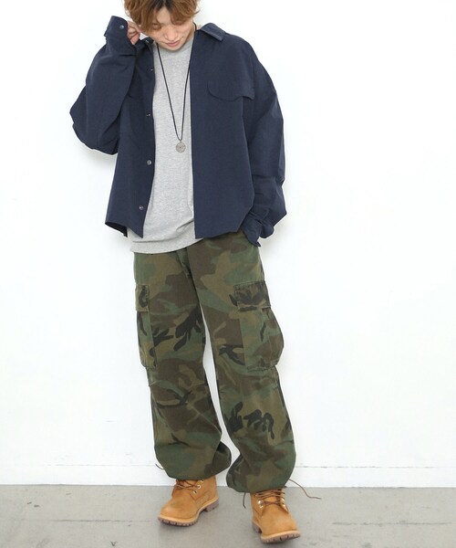 BOYSHE（ボーイシー）の「NCスナップシャツ ワークシャツジャケット ルーズシルエット　ネイビー（ブルゾン・レディース・その他）」の5枚目の写真