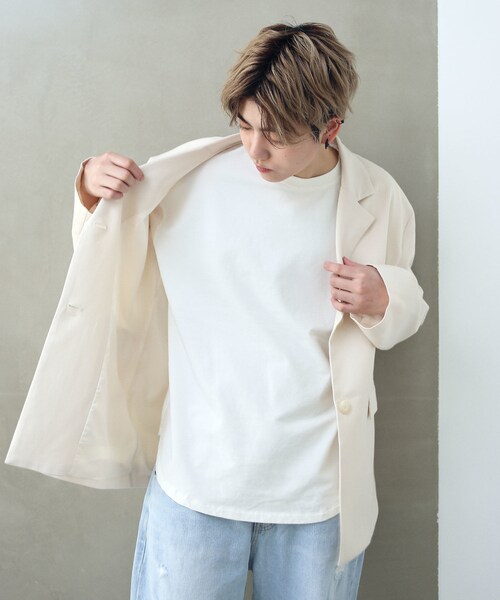 BOYSHE（ボーイシー）の「リヨセル/コットン ボクスシルエットテーラードジャケット　ベージュ（テーラードジャケット・レディース・その他）」の3枚目の写真