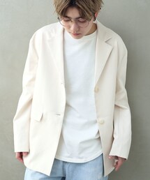 BOYSHE | リヨセル/コットン ボクスシルエットテーラードジャケット　ベージュ(テーラードジャケット)