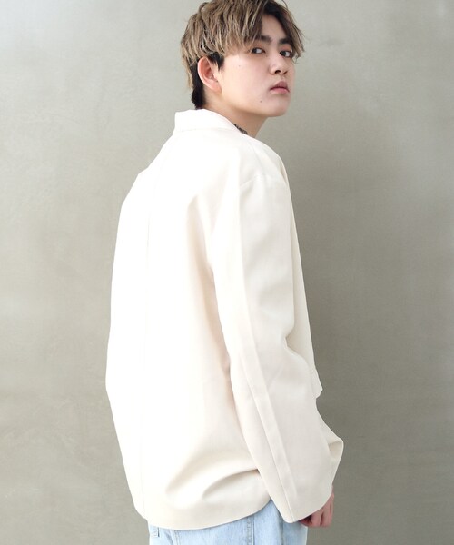 BOYSHE（ボーイシー）の「リヨセル/コットン ボクスシルエットテーラードジャケット　ベージュ（テーラードジャケット・レディース・その他）」の4枚目の写真