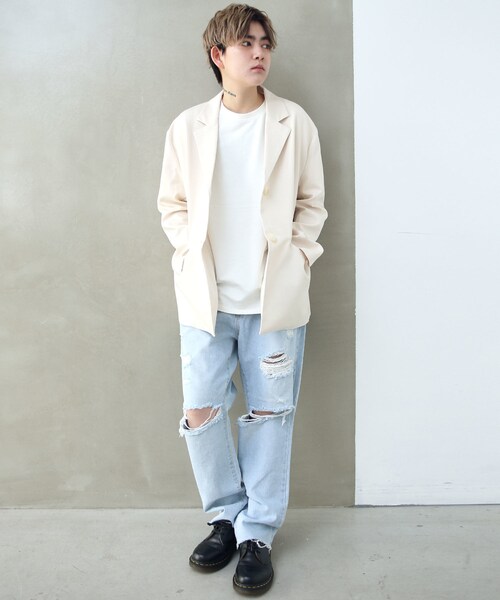 BOYSHE（ボーイシー）の「リヨセル/コットン ボクスシルエットテーラードジャケット　ベージュ（テーラードジャケット・レディース・その他）」の5枚目の写真