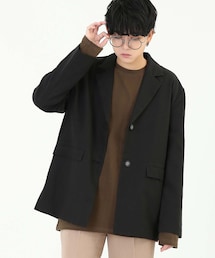 BOYSHE | リヨセル/コットン ボクスシルエットテーラードジャケット  ブラック(テーラードジャケット)