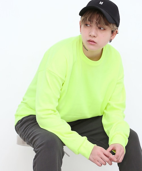 no brand（ノーブランド）の「コットン スウェット カットソー　ネオンイエロー（スウェット・レディース・その他）」の3枚目の写真