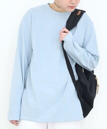 BOYSHE | シンプルロングTシャツ オーバーサイズカットソー　くすみブルー(Tシャツ/カットソー)