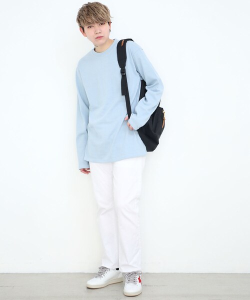 BOYSHE（ボーイシー）の「シンプルロングTシャツ オーバーサイズカットソー　くすみブルー（Tシャツ/カットソー・レディース・その他）」の3枚目の写真