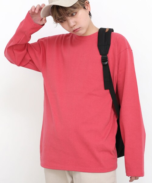 BOYSHE（ボーイシー）の「シンプルロングTシャツ オーバーサイズカットソー　ピンク（Tシャツ/カットソー・レディース・その他）」の4枚目の写真