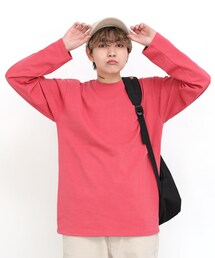BOYSHE | シンプルロングTシャツ オーバーサイズカットソー　ピンク(Tシャツ/カットソー)