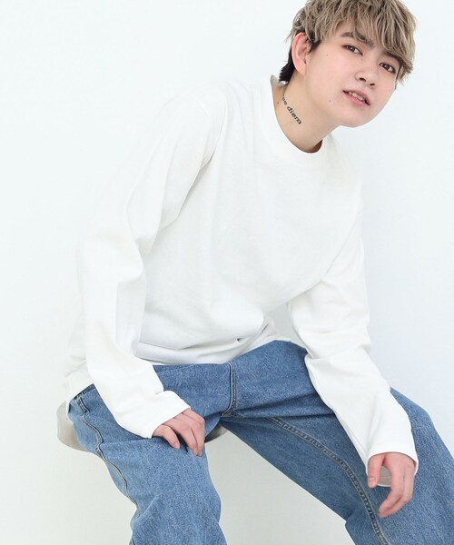 BOYSHE（ボーイシー）の「シンプルロングTシャツ オーバーサイズカットソー　ホワイト（Tシャツ/カットソー・レディース・その他）」の9枚目の写真