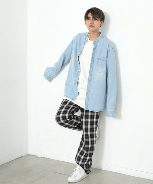 BOYSHE（ボーイシー）の「Orari チャイナカラーデニムシャツ　ライトブルー（シャツ/ブラウス・レディース・その他）」の7枚目の写真