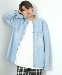 BOYSHE | Orari チャイナカラーデニムシャツ　ライトブルー(シャツ/ブラウス)
