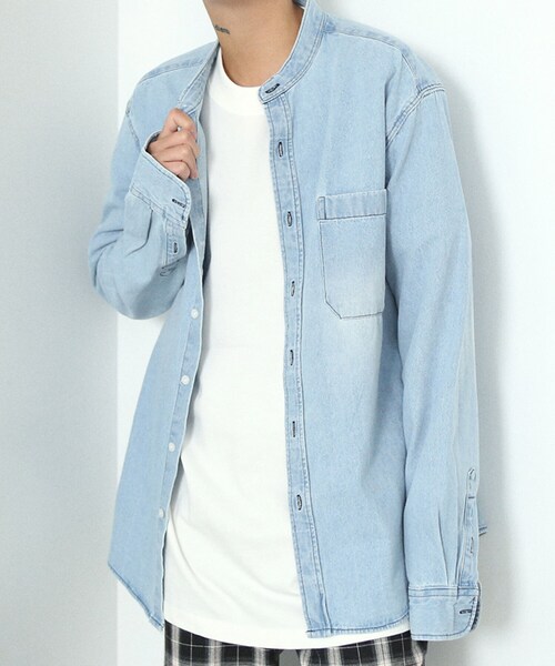 BOYSHE（ボーイシー）の「Orari チャイナカラーデニムシャツ　ライトブルー（シャツ/ブラウス・レディース・その他）」の6枚目の写真