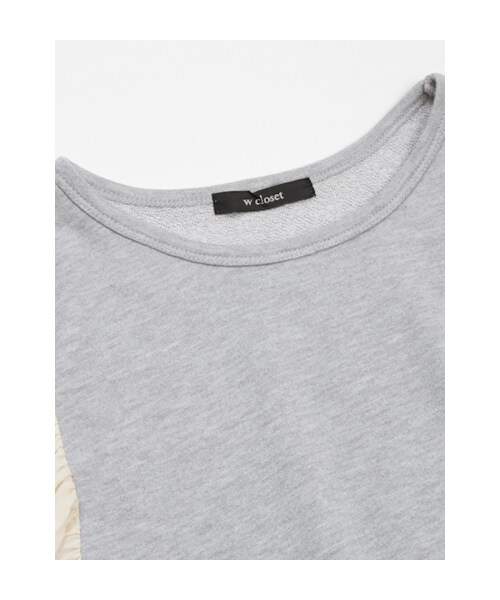 w closet(ダブルクローゼット)の「【A/W】布帛ボリューム袖切替裏毛プルオーバー(トップス・レディース・オフホワイト/グレー×エクリュ/ネイビー・FREE)」の7枚目の写真