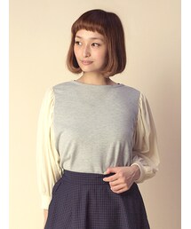 w closet | 【A/W】布帛ボリューム袖切替裏毛プルオーバー(トップス)