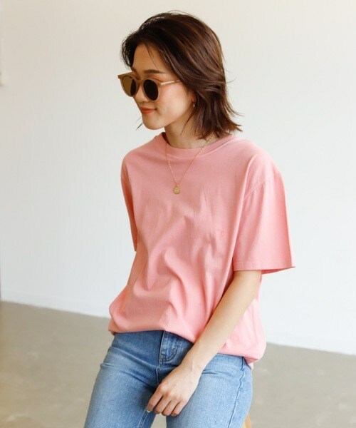 Auntie Rosa Holiday(アンティローザホリデー)の「OP 製品染めTee(Tシャツ/カットソー・レディース・グリーン/ブラック/ベージュ/ピンク・FREE)」の4枚目の写真