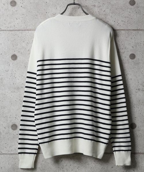 GLOBAL WORK(グローバルワーク)の「コットンニットボーダープルオーバー(トップス・メンズ・ホワイト05/ブラック09・S/M/L)」の3枚目の写真