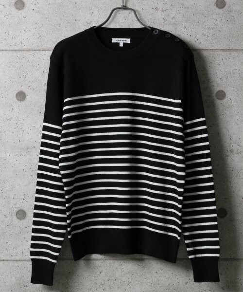 GLOBAL WORK(グローバルワーク)の「コットンニットボーダープルオーバー(トップス・メンズ・ホワイト05/ブラック09・S/M/L)」の2枚目の写真
