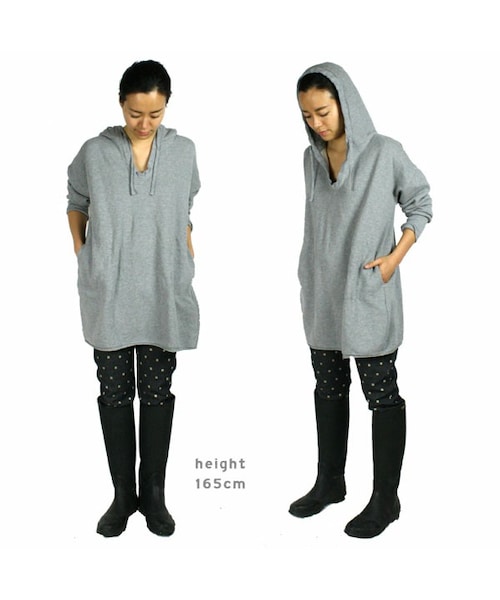 45R 裏毛のフードワンピース 45R（フォーティファイブアール）の「スビンガーゼ裏毛フード