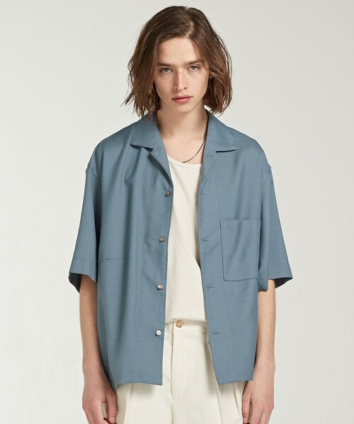 LIDNM（リドム）の「CUPRO RELAX OPEN COLLAR（シャツ/ブラウス・メンズ・ブルー系・MEDIUM/LARGE）」の2枚目の写真