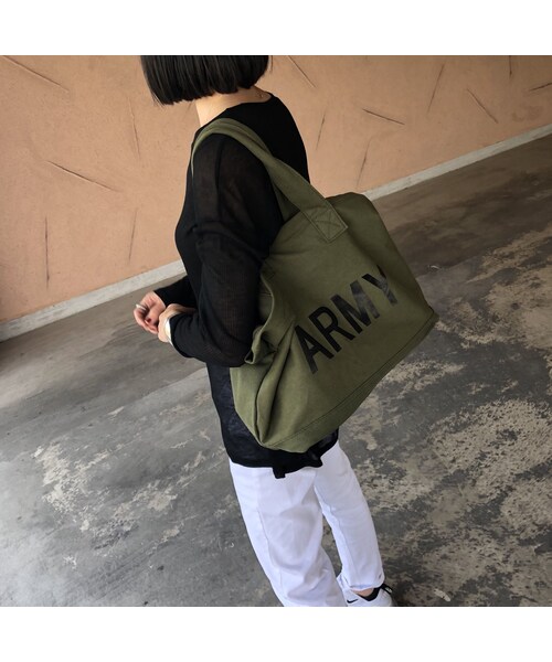 copine（コピン）の「再入荷！ARMYロゴトートバッグ/エコバッグ(3color)【クリックポスト対象商品】（トートバッグ・レディース・その他）」の7枚目の写真