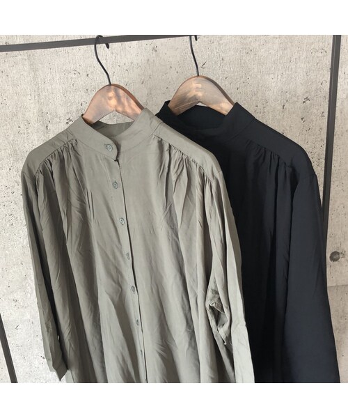 copine（コピン）の「再入荷！タックデザイン！ノーカラーロングシャツワンピース(2color)【クリックポスト対象商品】（シャツ/ブラウス・レディース・その他）」の14枚目の写真