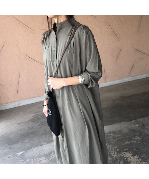 copine（コピン）の「再入荷！タックデザイン！ノーカラーロングシャツワンピース(2color)【クリックポスト対象商品】（シャツ/ブラウス・レディース・その他）」の10枚目の写真