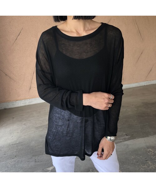copine（コピン）の「ゆるっと抜け感！裾スリットシアーリブトップス(2color)【クリックポスト対象商品】（Tシャツ/カットソー・レディース・その他）」の4枚目の写真