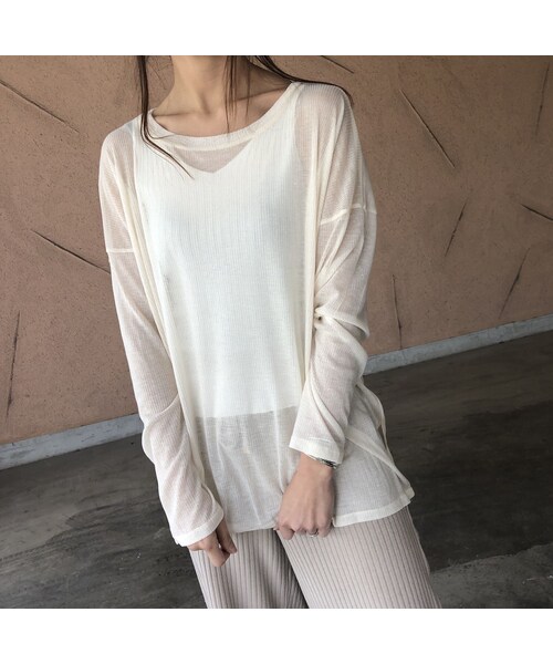 copine（コピン）の「ゆるっと抜け感！裾スリットシアーリブトップス(2color)【クリックポスト対象商品】（Tシャツ/カットソー・レディース・その他）」の9枚目の写真