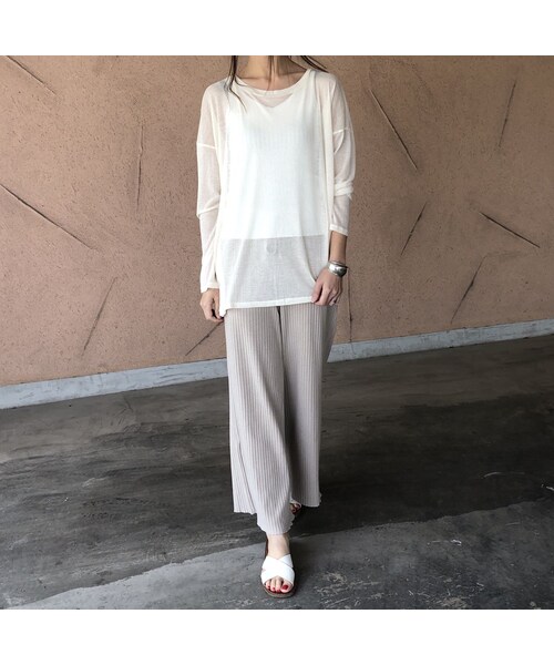copine（コピン）の「ゆるっと抜け感！裾スリットシアーリブトップス(2color)【クリックポスト対象商品】（Tシャツ/カットソー・レディース・その他）」の12枚目の写真