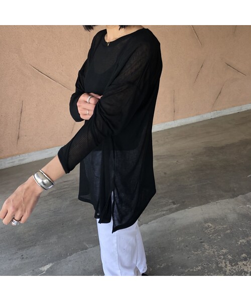 copine（コピン）の「ゆるっと抜け感！裾スリットシアーリブトップス(2color)【クリックポスト対象商品】（Tシャツ/カットソー・レディース・その他）」の3枚目の写真