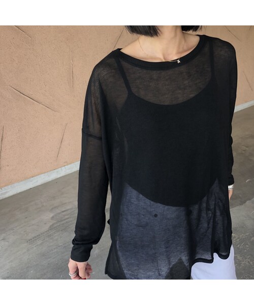 copine（コピン）の「ゆるっと抜け感！裾スリットシアーリブトップス(2color)【クリックポスト対象商品】（Tシャツ/カットソー・レディース・その他）」の2枚目の写真