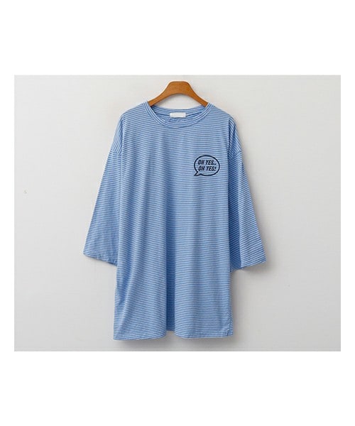 fd style（エフディ スタイル）の「オーバーサイジングオーイエスロゴボーダーTシャツ（Tシャツ/カットソー・レディース・오렌지/블루/화이트/블랙・F(44-77)）」の4枚目の写真