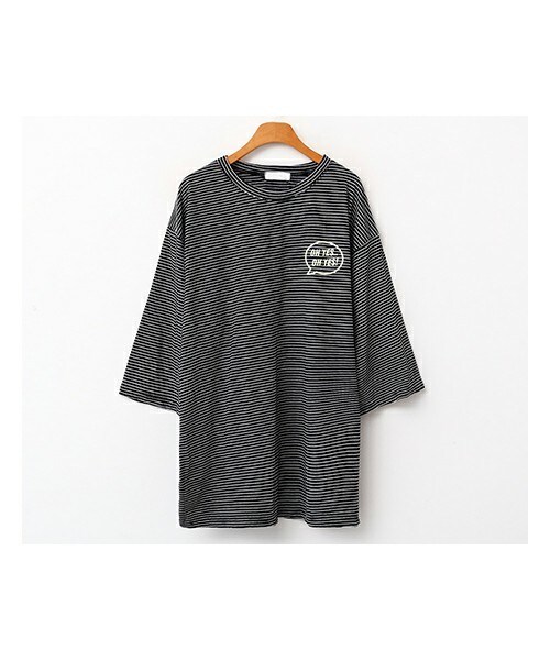 fd style（エフディ スタイル）の「オーバーサイジングオーイエスロゴボーダーTシャツ（Tシャツ/カットソー・レディース・오렌지/블루/화이트/블랙・F(44-77)）」の3枚目の写真