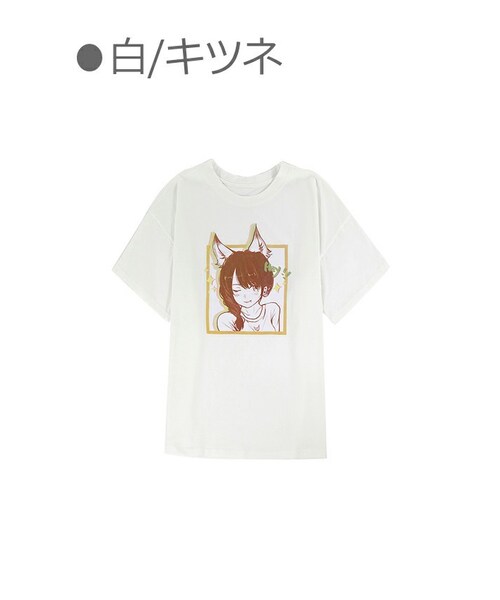Bobon21(ボボンニジュウイチ)の「萌えキャライラストTシャツ-全5種-(Tシャツ/カットソー・レディース・ピンク/パープル/ブラック/ホワイト/その他・M)」の5枚目の写真