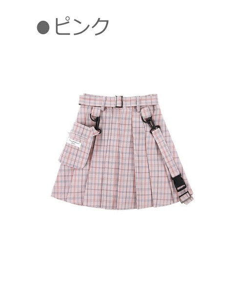 Bobon21(ボボンニジュウイチ)の「ポケットポーチ付きプリーツスカパン-全3色-(スカート・レディース・パープル/ピンク/イエロー・S/M/L)」の3枚目の写真