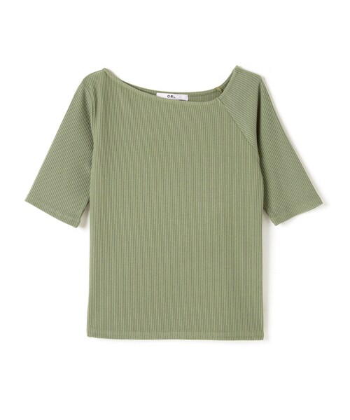 GRL（グレイル）の「テレコアシンメトリーショルダーカットトップス（Tシャツ/カットソー・レディース・グレージュ/オリーブ・M）」の2枚目の写真