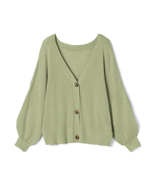 GRL(グレイル)の「リブVネックニットカーディガン(カーディガン/ボレロ・レディース・オフホワイト/グリーン・F)」の2枚目の写真