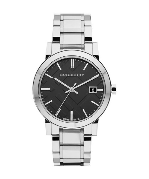 BURBERRY(バーバリー)の「Burberry Large Check Stamped Bracelet Watch, 38mm(アナログ腕時計・レディース・Silver/ Black)」の1枚目の写真