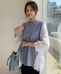 DHOLIC | レースコントラストTシャツ(Tシャツ/カットソー)