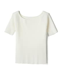 GRL | ボートネックリブ半袖ニットトップス(Tシャツ/カットソー)